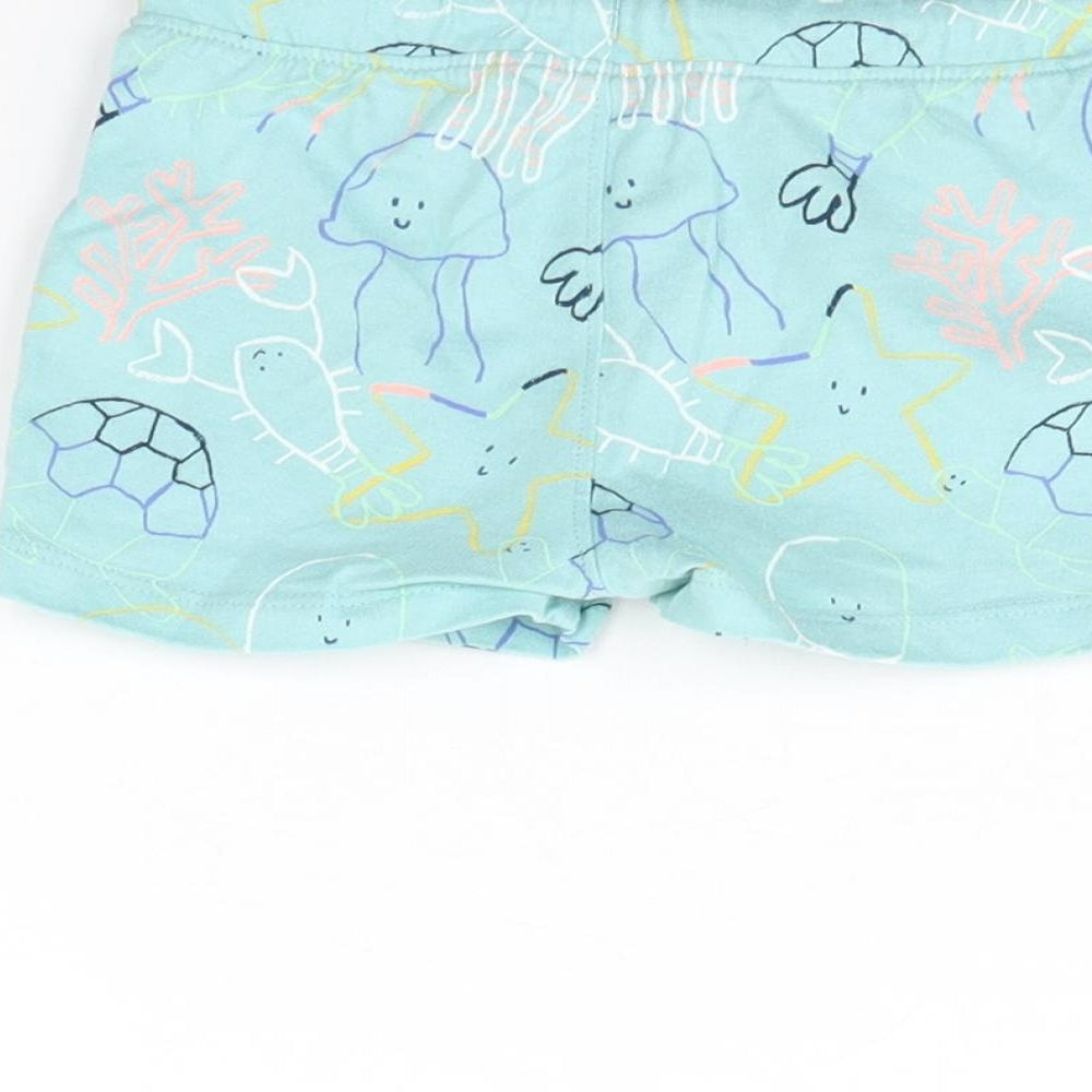 M&S Baby Blue Spotted Cropped Trousers Size 9 Months - sea life