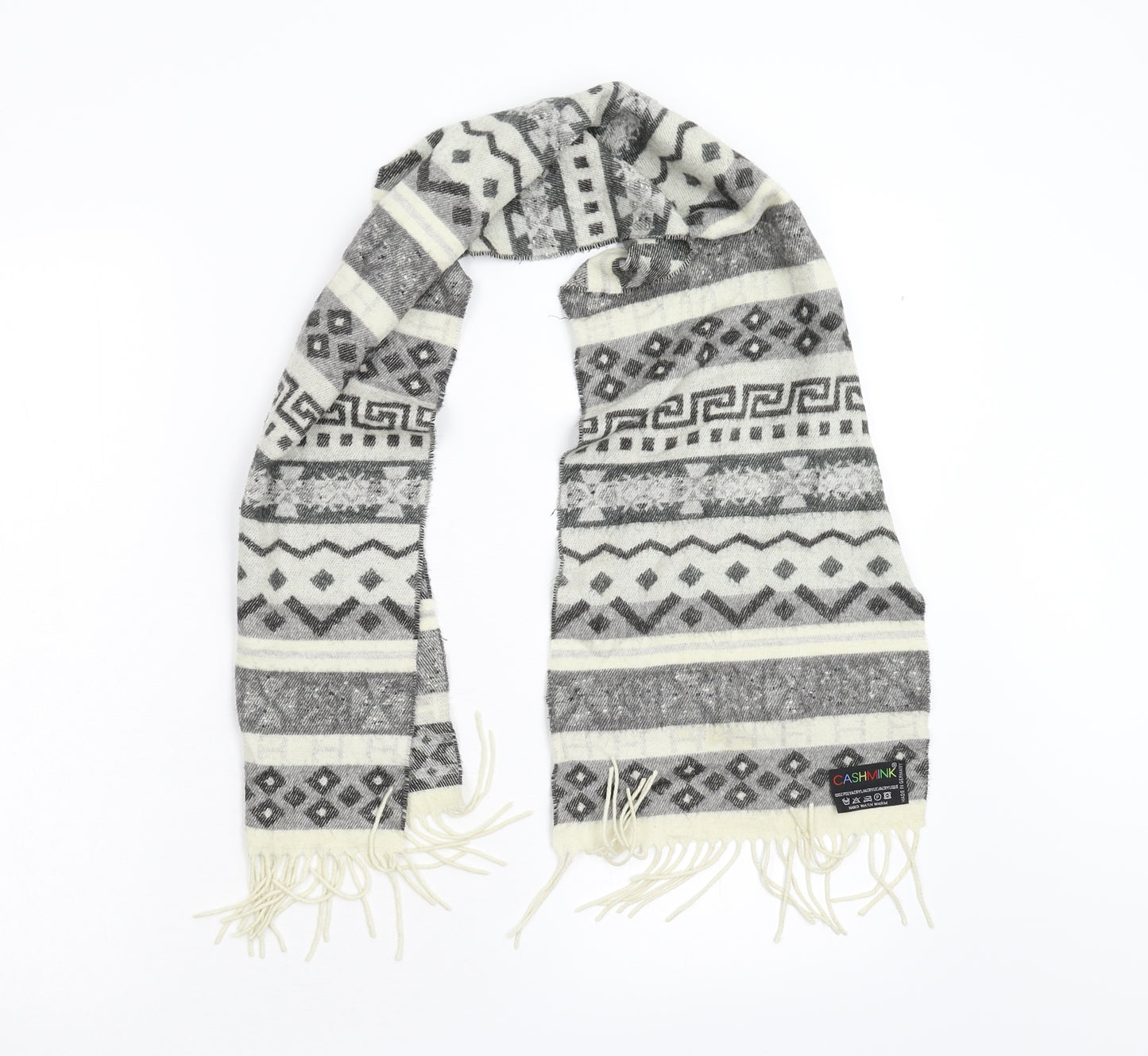 Cashmink Womens Grey Geometric Knit Scarf