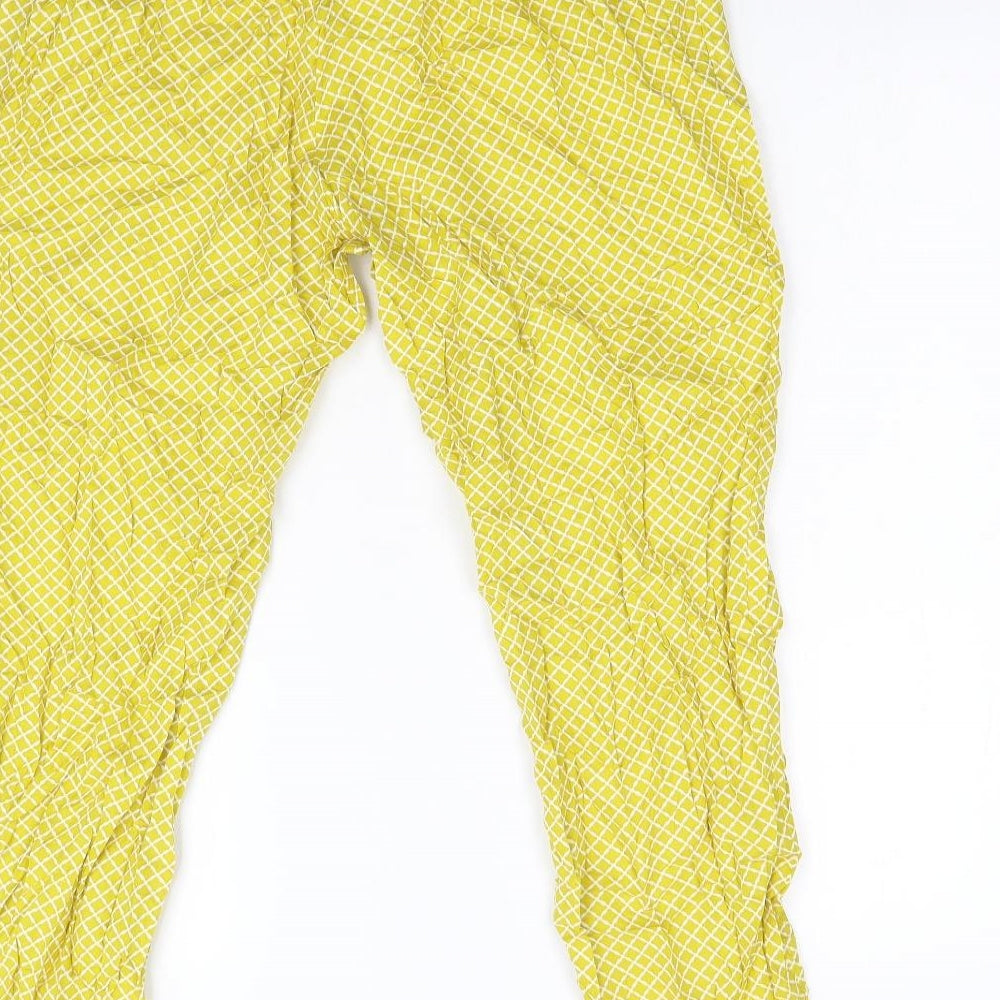 M&S Womens Yellow Geometric Trousers Size 14 L26 in