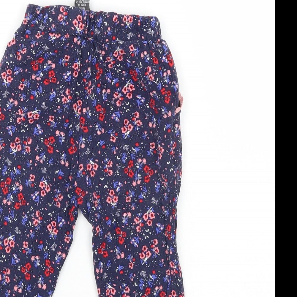 Primark Girls Blue Floral Pedal Pusher Trousers Size 9-12 Months