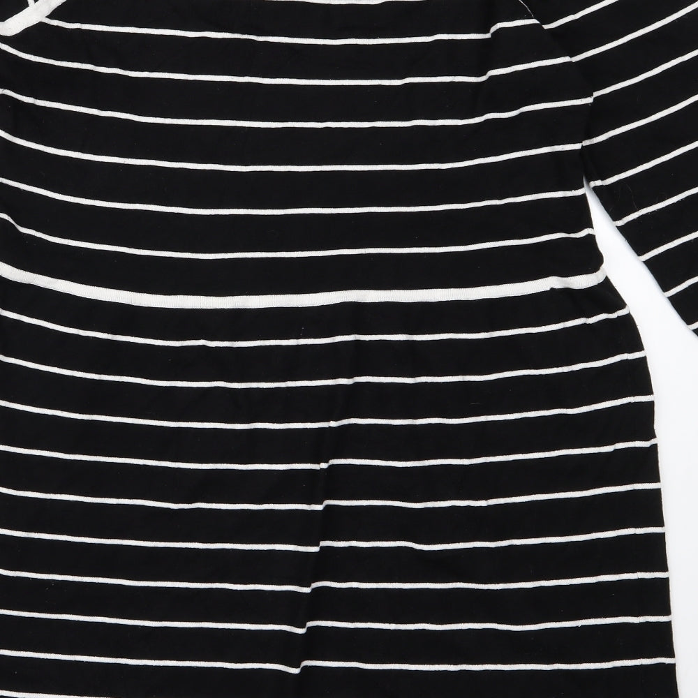 geogre Womens Black Striped Basic T-Shirt Size 18