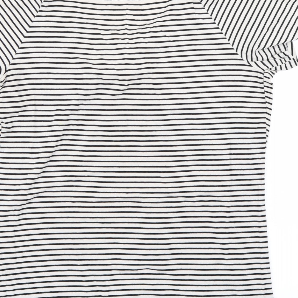 Marks & Spencer Womens Black Striped Basic T-Shirt Size 12