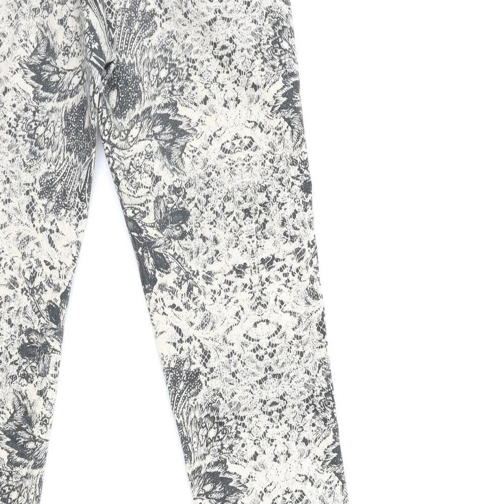 Preworn Womens Beige Floral Trousers Size 26 in L29 in
