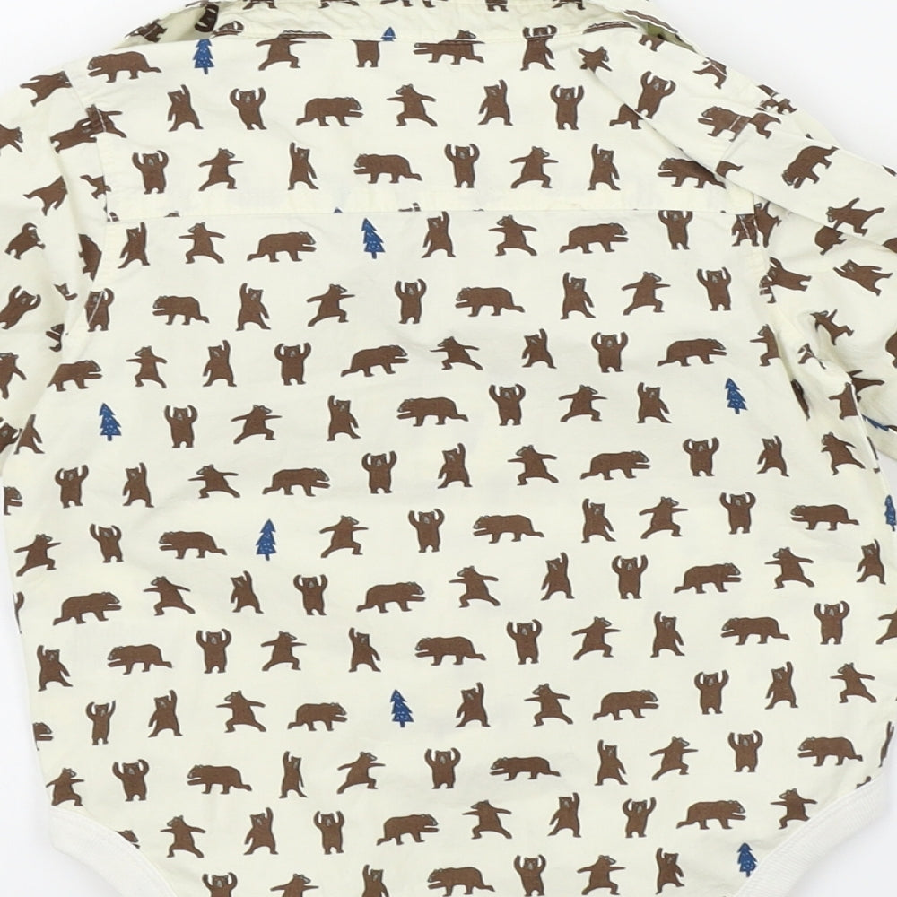 M&S Boys Beige Colourblock Babygrow One-Piece Size 6-9 Months