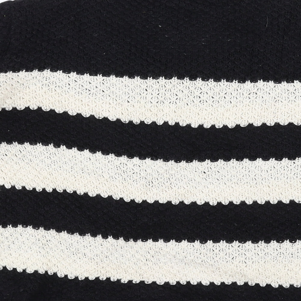 Papaya Womens Black Striped Knit Pullover Jumper Size 16
