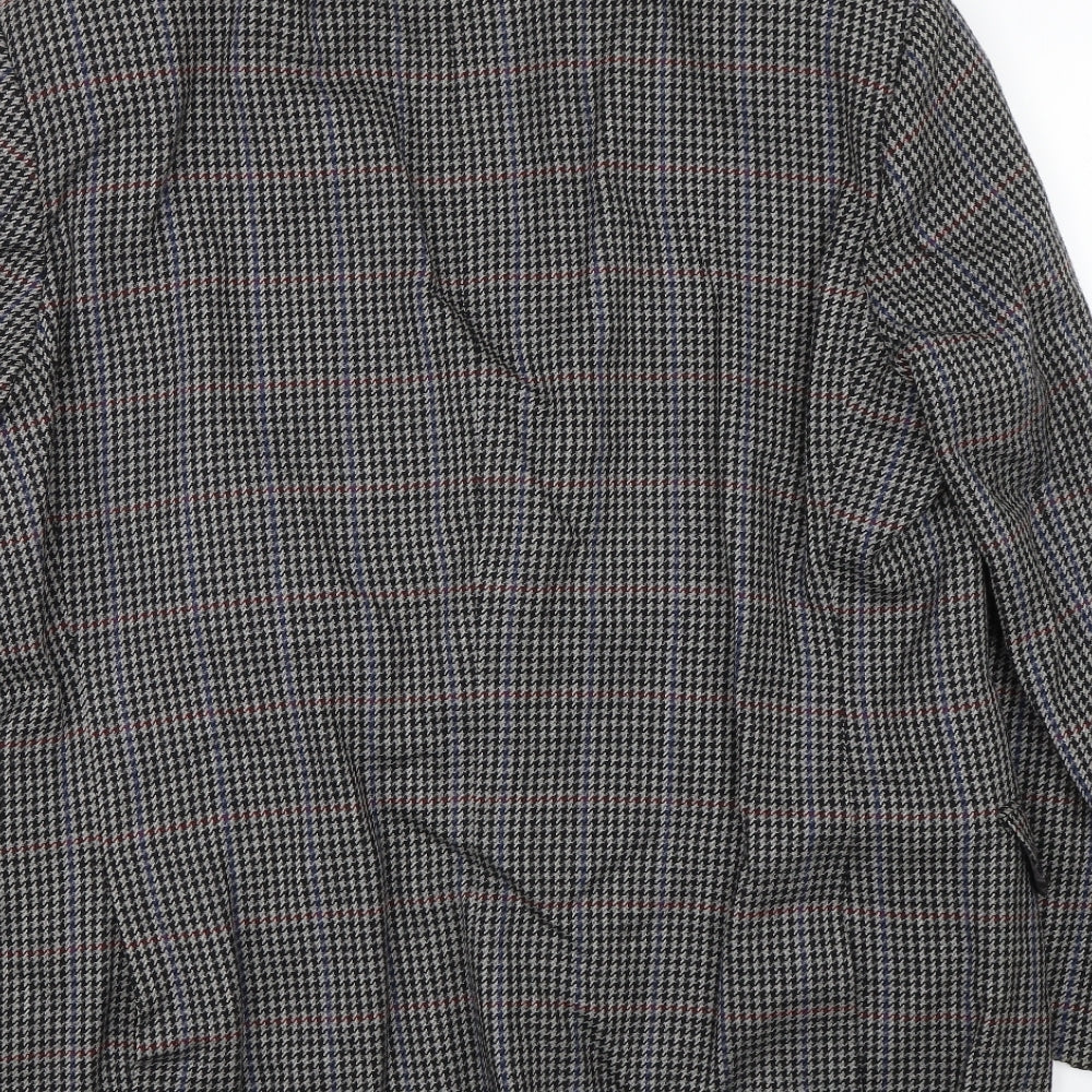 H.T Burt Mens Grey Houndstooth Jacket Suit Jacket Size L