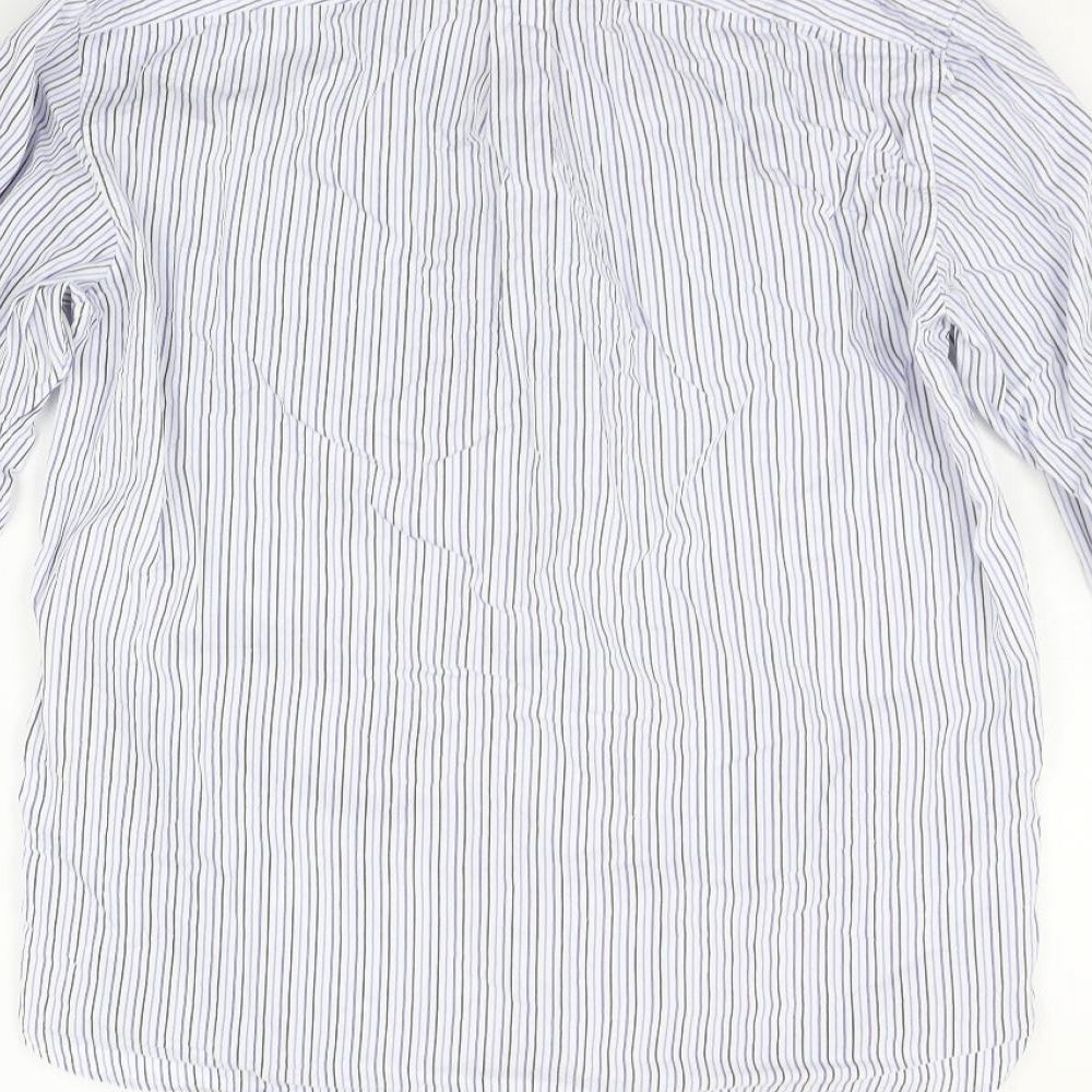 Howick Tailored Mens Blue Striped Button-Up Size 15.5