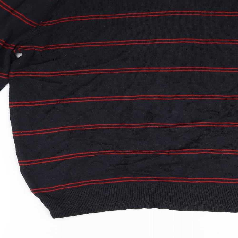 Marks and Spencer Mens Black Striped Pullover Jumper Size M