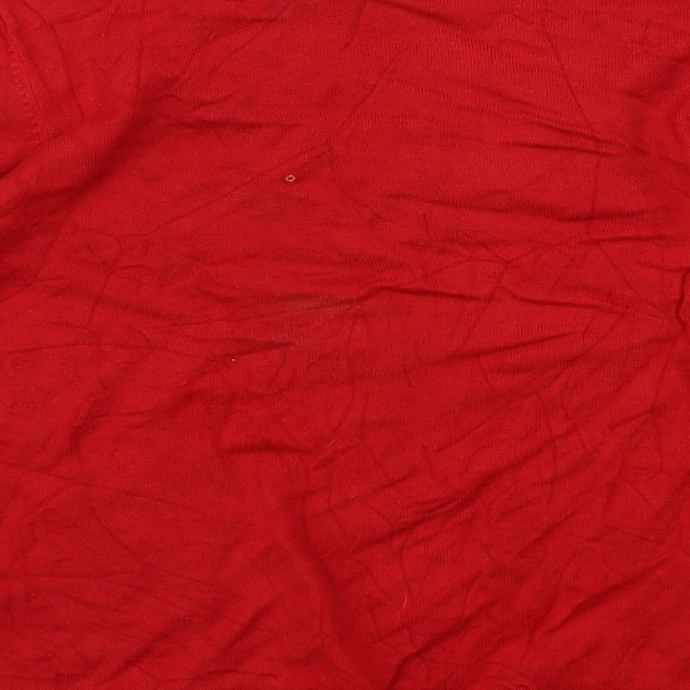 BM Womens Red Pullover Jumper Size S - Embelished Neckline
