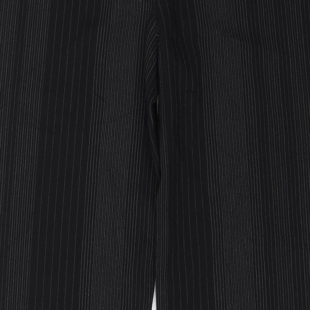 Marks and Spencer Womens Black Striped Dress Pants Trousers Size 14 L28 in