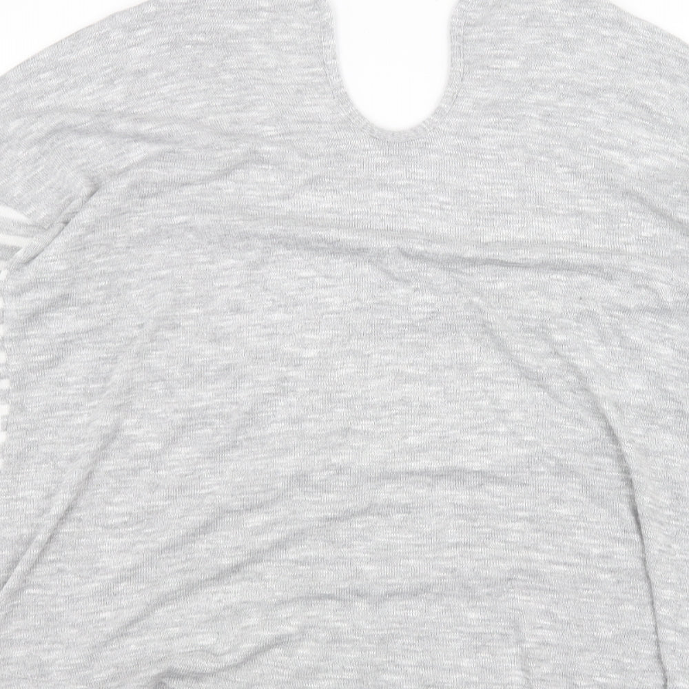 TU Womens Grey Striped Basic T-Shirt Size 14