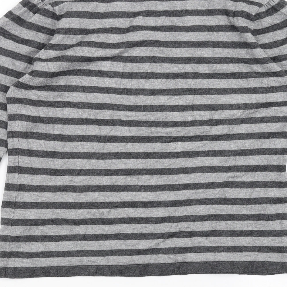 Marks and Spencer Womens Grey Striped Pullover Jumper Size 12