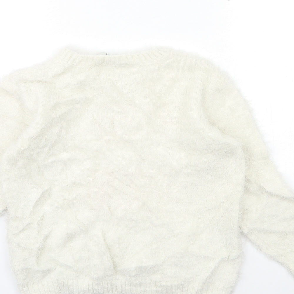 EVIE Girls White Knit Pullover Jumper Size 11 Years