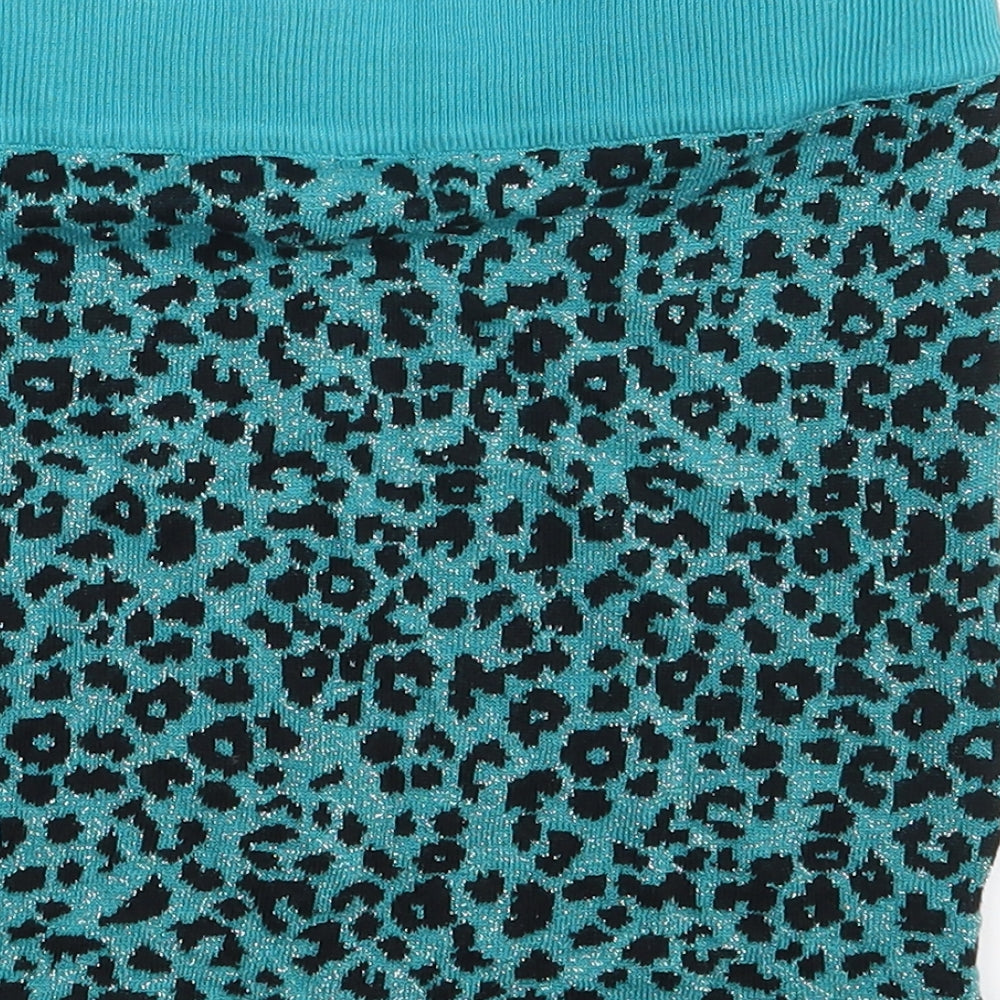 H&M Girls Green Animal Print Mini Skirt Size 12-13 Years