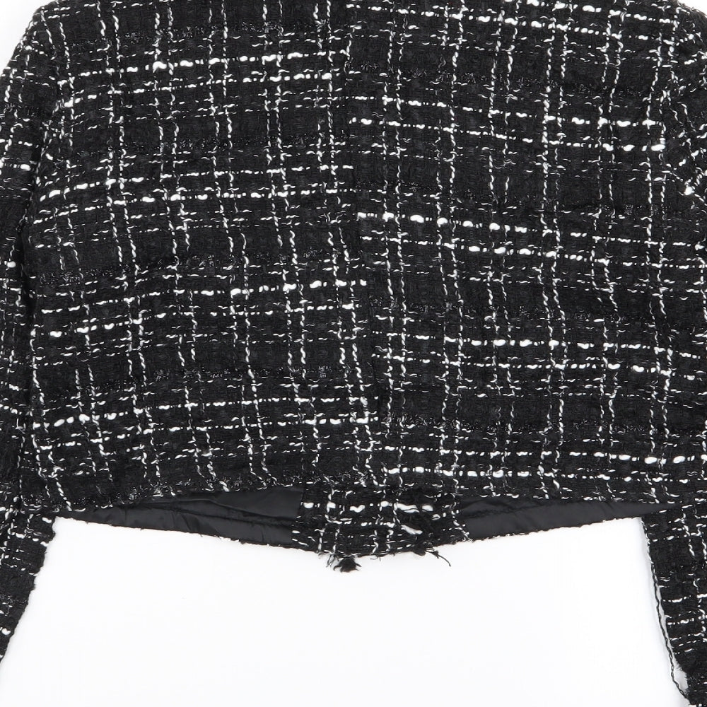 SheIn Womens Black Geometric Jacket Blazer Size 6