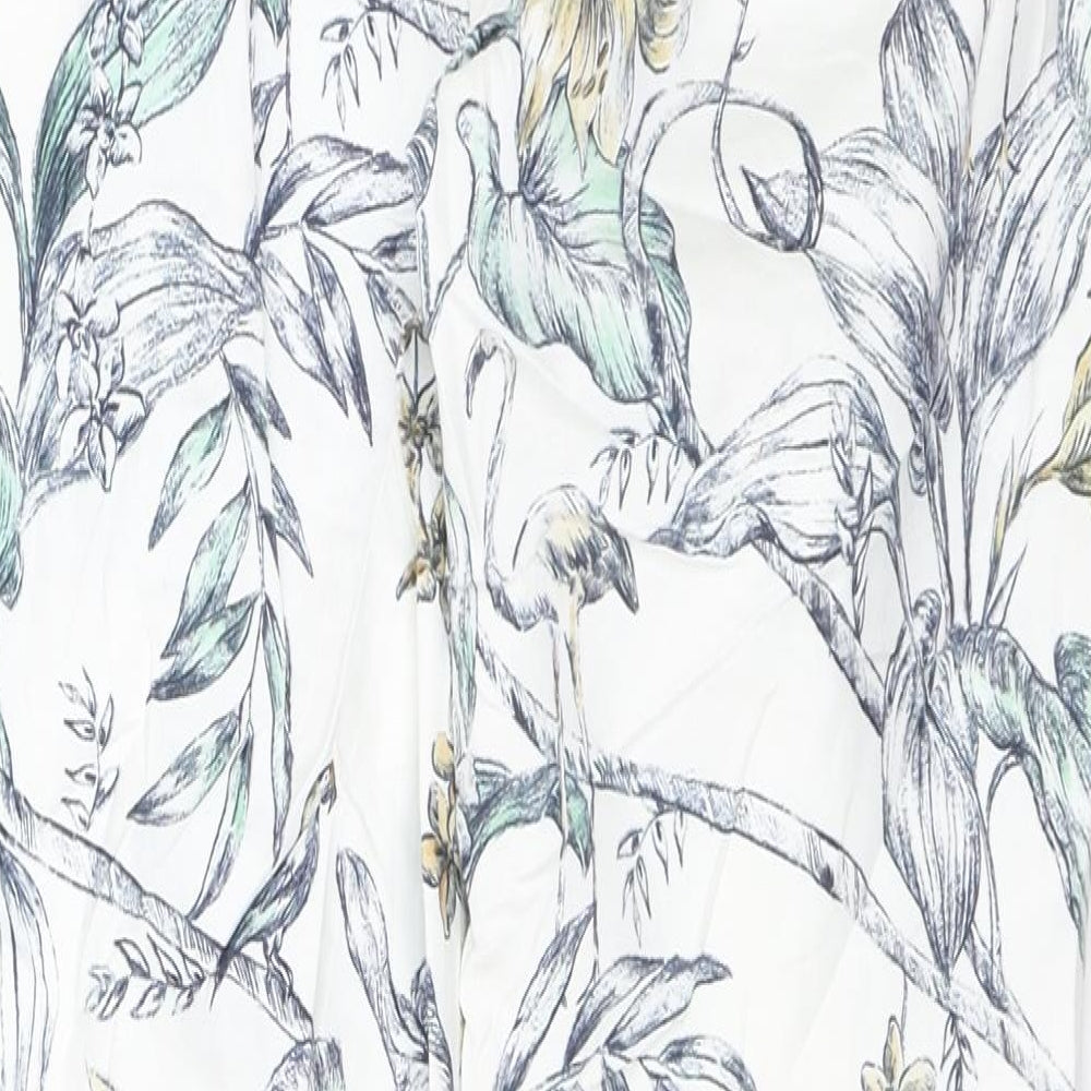 Zara Womens White Floral Chino Trousers Size XS L24 in