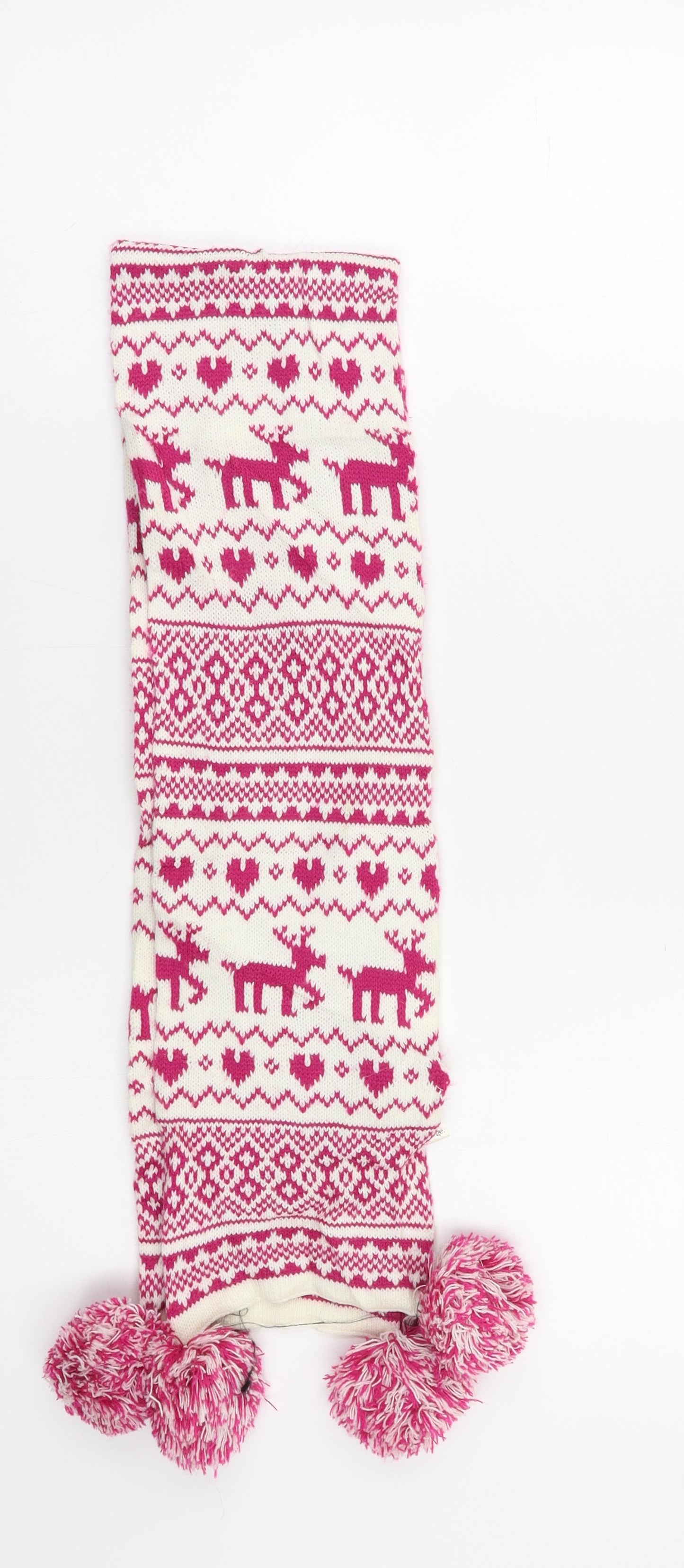 George Girls Pink Fair Isle Scarf Scarves & Wraps Size Regular