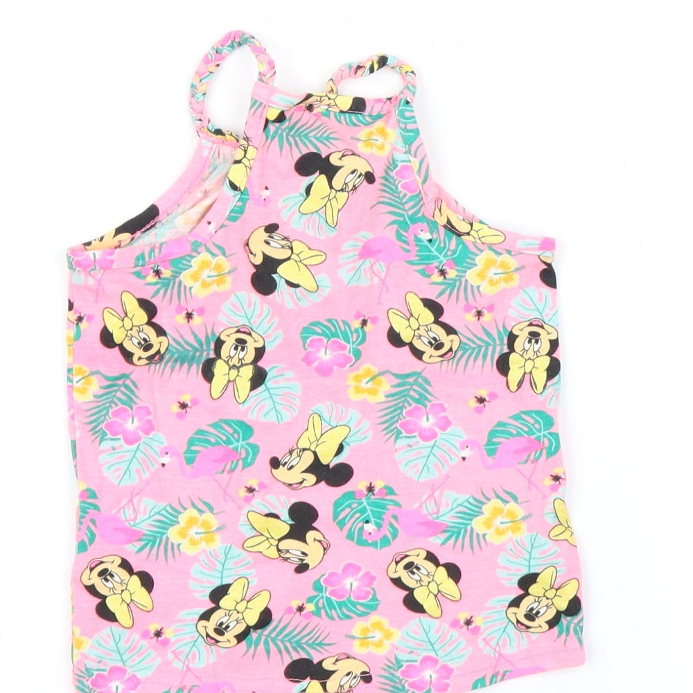 Primark Girls Pink Floral Basic Tank Size 2-3 Years - MINNIE MOUSE