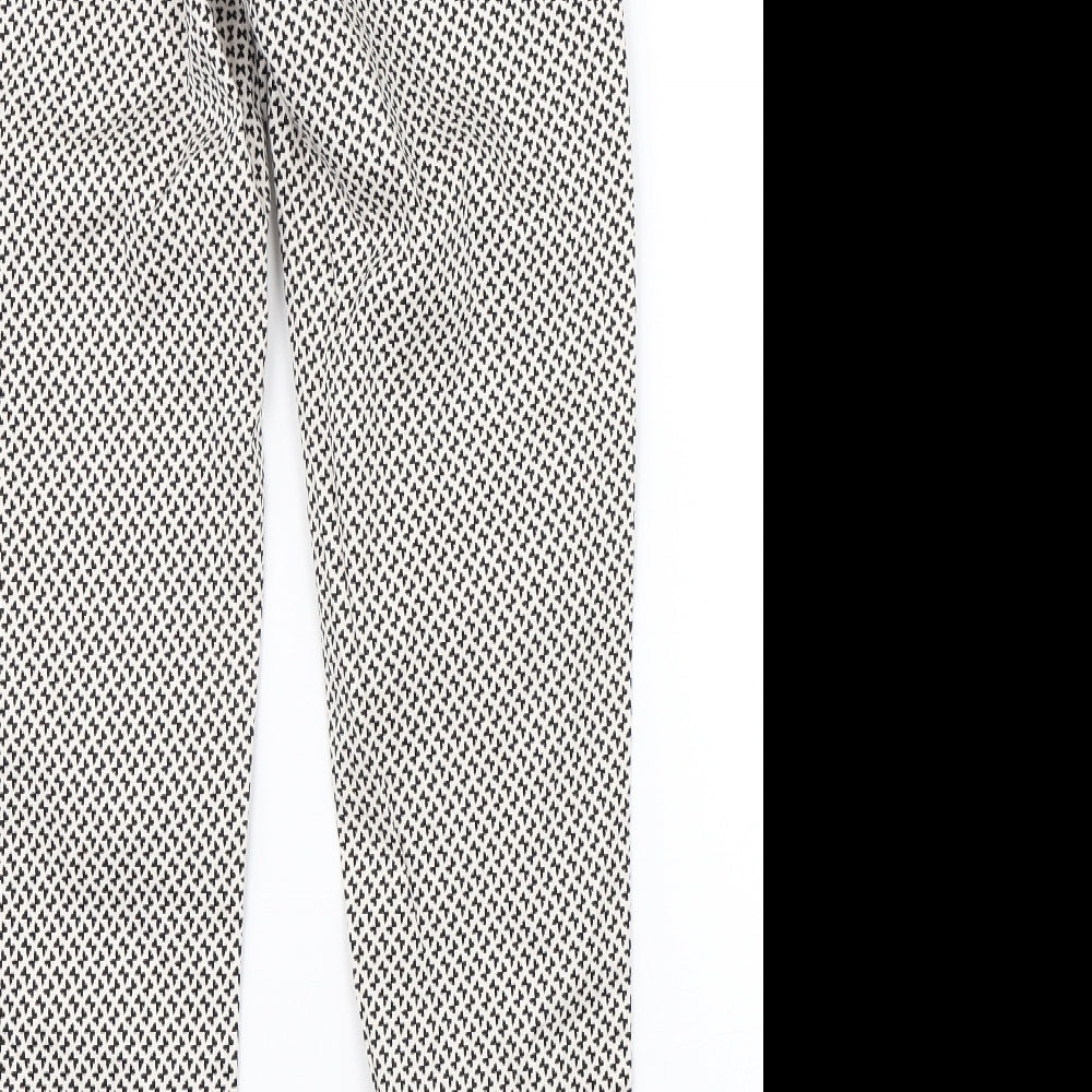 H&M Womens White Polka Dot Dress Pants Trousers Size 10 L26 in
