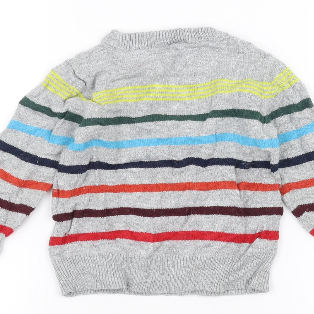 Gap Girls Grey Striped Pullover Jumper Size 3 Years