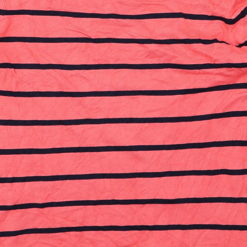 M&S Womens Pink Striped Knit Pullover Jumper Size 14