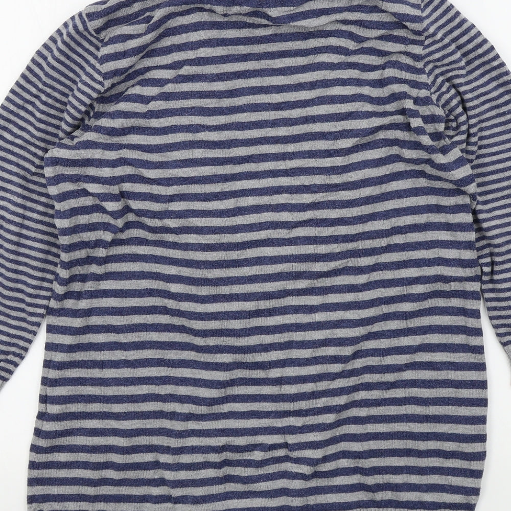 M&S Womens Blue Striped Cardigan Jumper Size 12