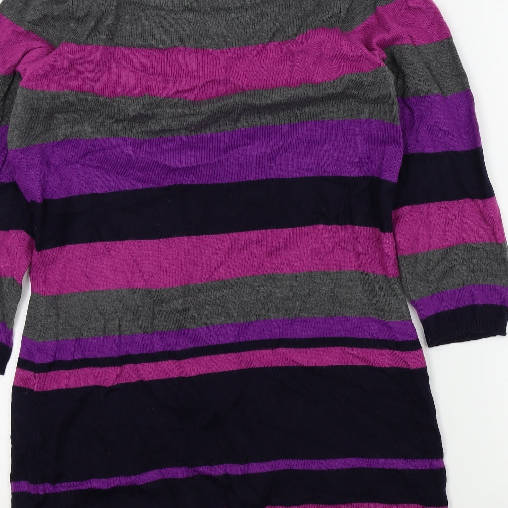 M&S Womens Green Striped Pullover Jumper Size 12