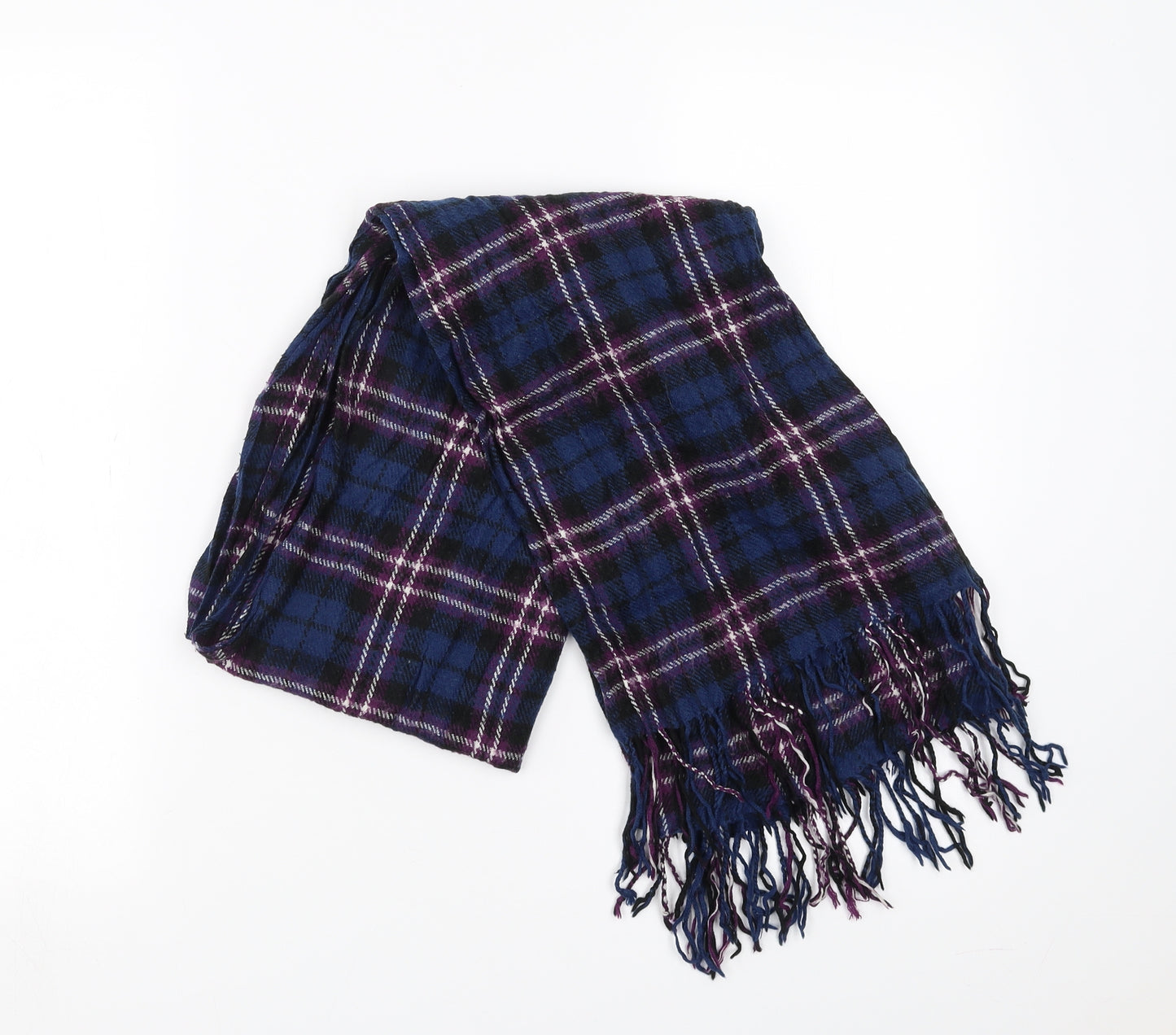 Preworn Womens Blue Plaid Scarf