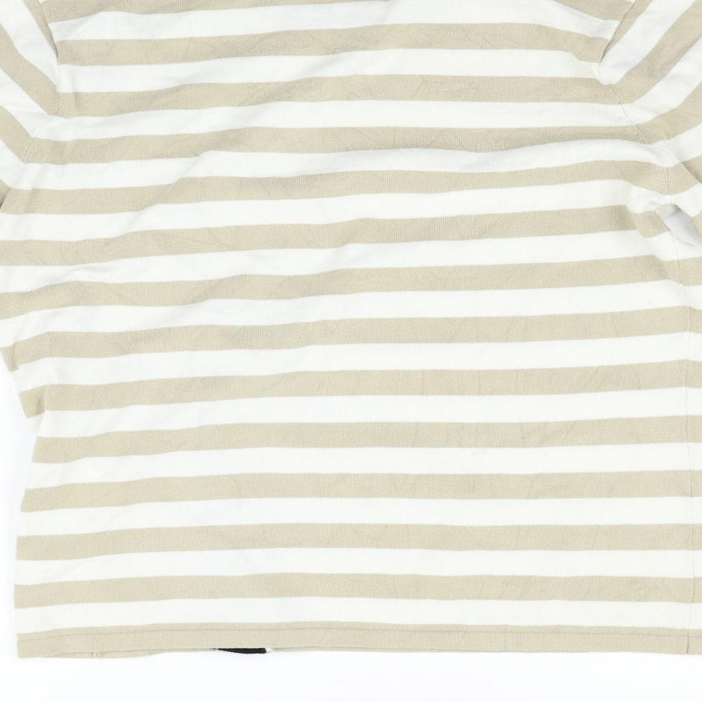 CASAMIA Womens Beige Striped Pullover Jumper Size M
