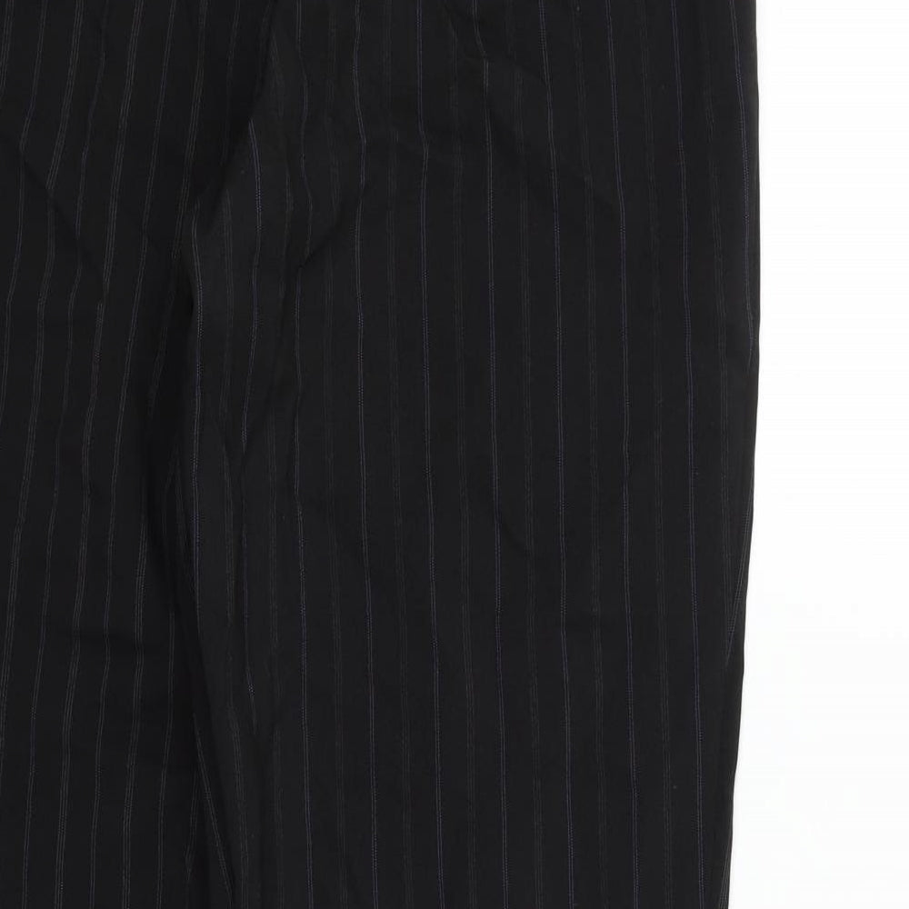 Amartanto Womens Black Striped Trousers Size 14 L27 in