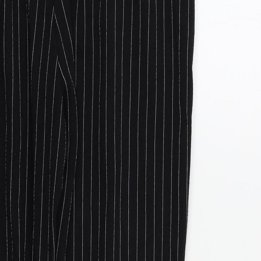 PRETTYLITTLETHING Womens Black Striped Trousers Size 10 L26 in