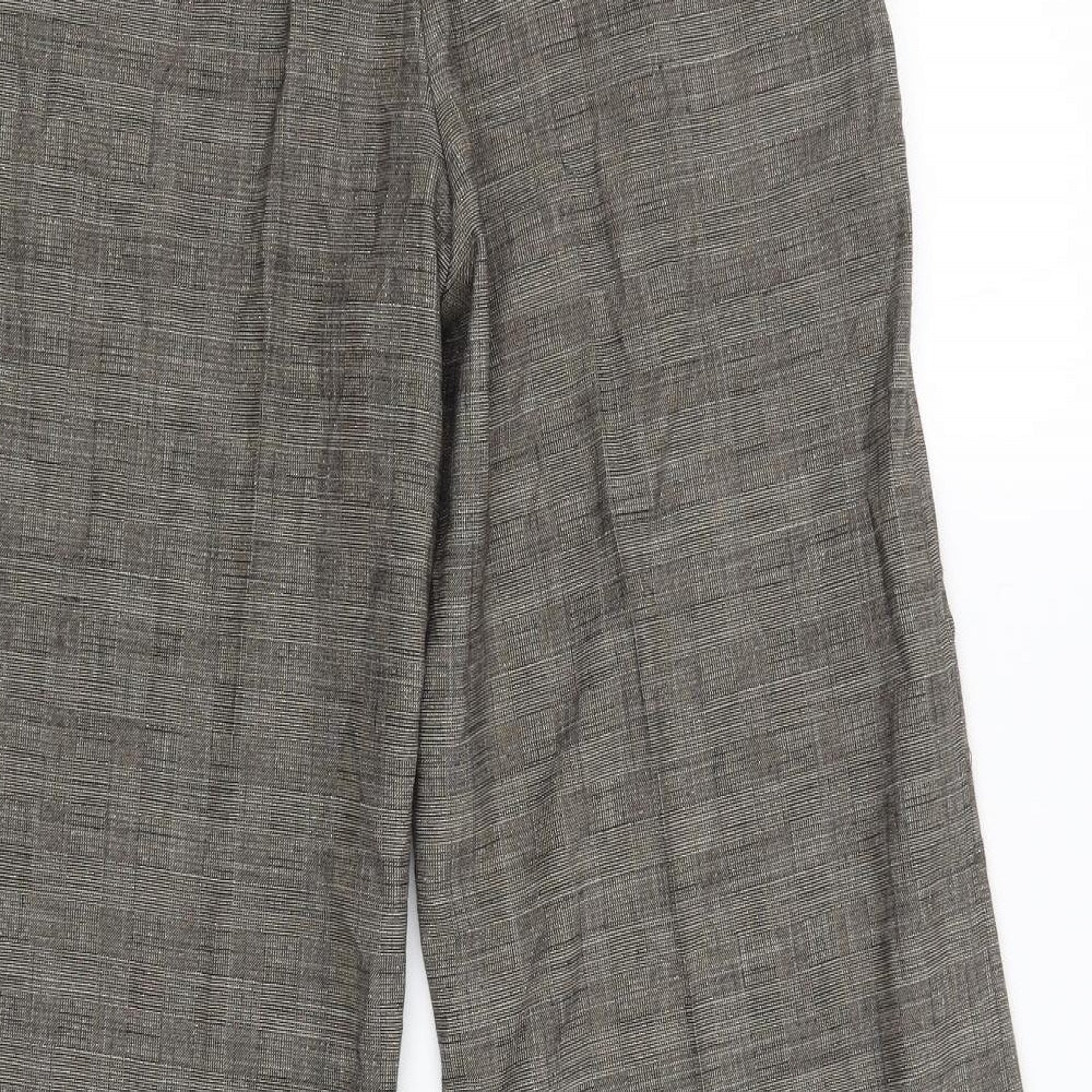 Marks and Spencer Womens Gold Check Carpenter Trousers Size 14 L29 in