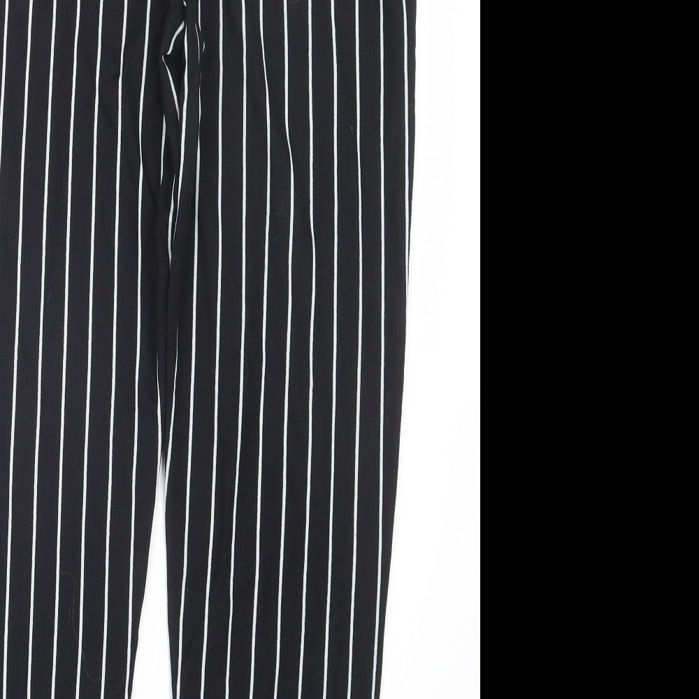 Preworn Womens Black Striped Trousers Size L L25 in