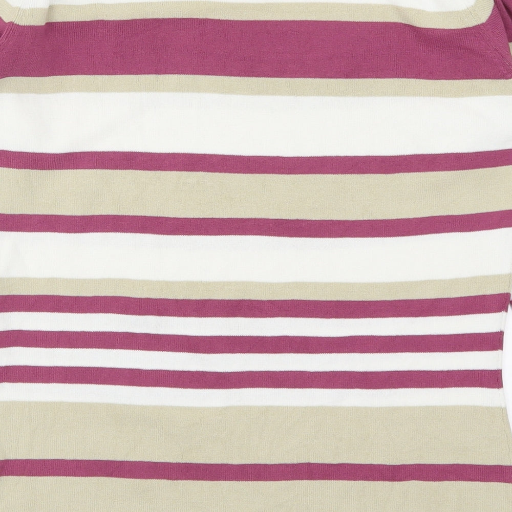 Damart Womens Pink Striped Pullover Jumper Size 12 - Beige
