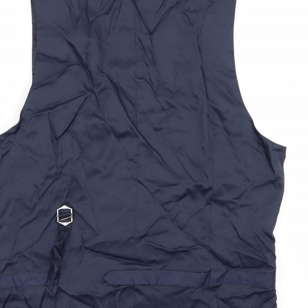 M&S Mens Blue Check Jacket Suit Waistcoat Size M