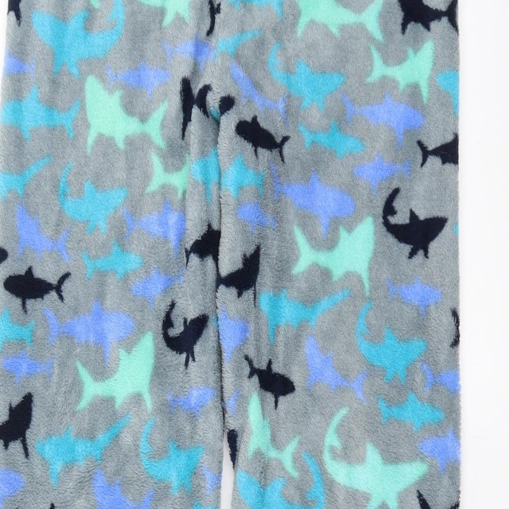 Primark Boys Grey Solid Fleece Pyjama Pants Size 7-8 Years - Shark pattern