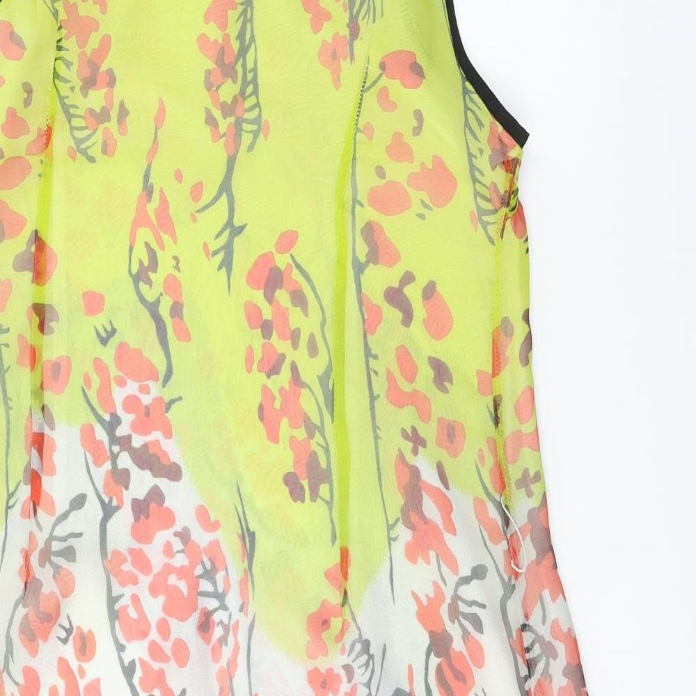 Tsega Womens Yellow Floral A-Line Size L