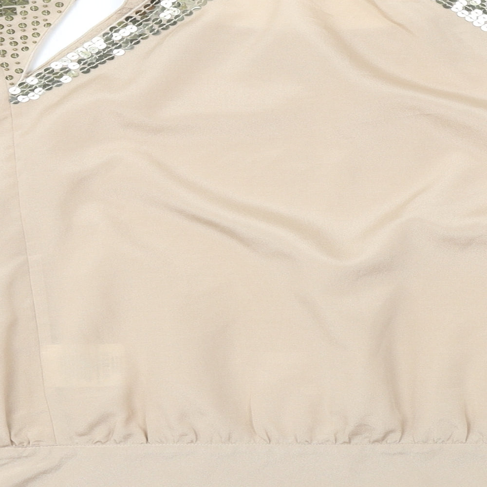 Villa Womens Beige Basic Blouse Size L
