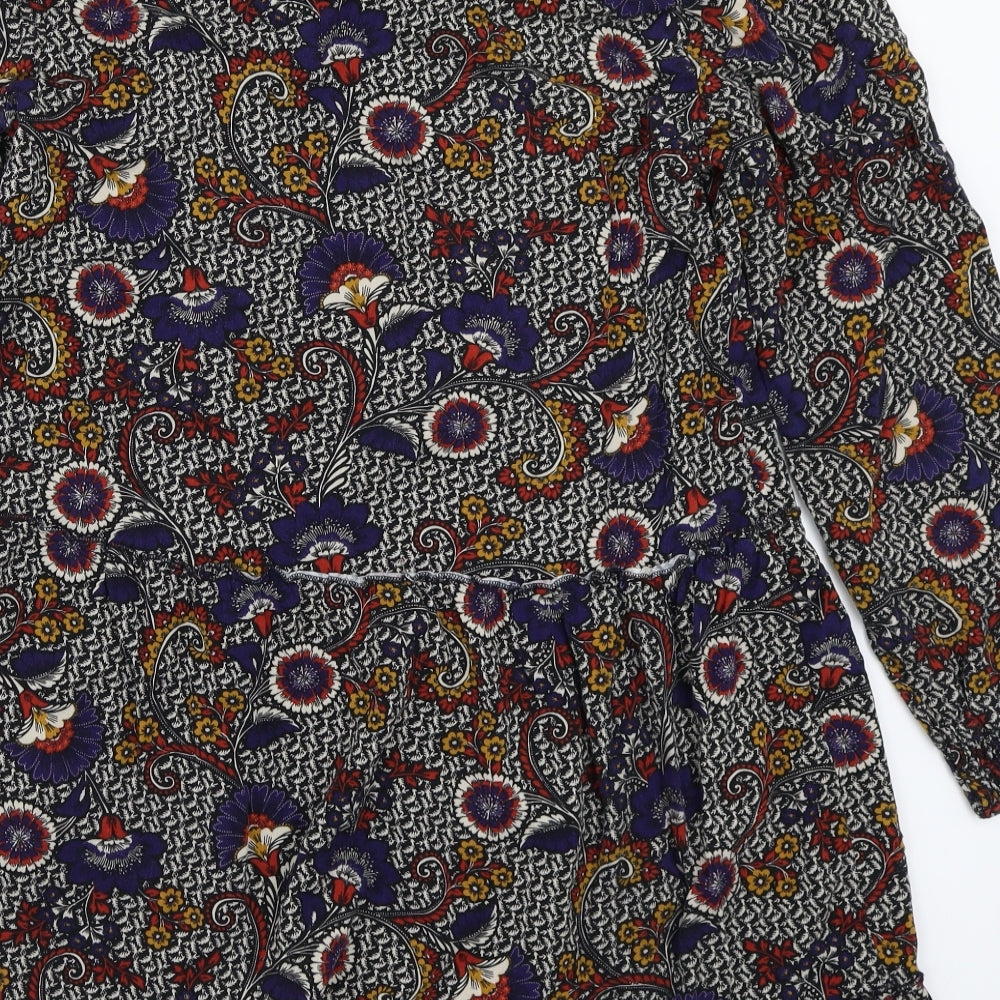George Womens Black Floral A-Line Size 14