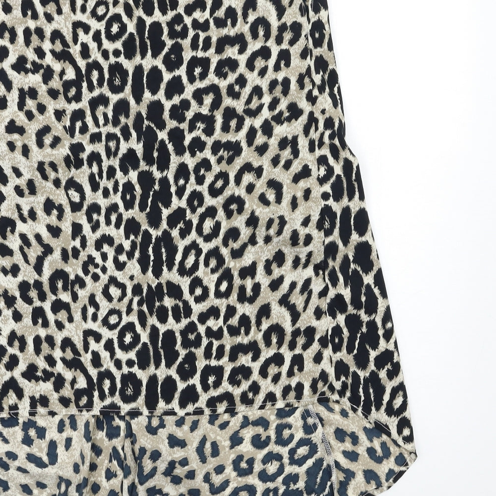 Preworn Womens Beige Animal Print Basic Blouse Size L
