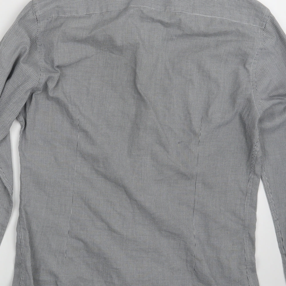 M&S Mens Grey Geometric Button-Up Size S