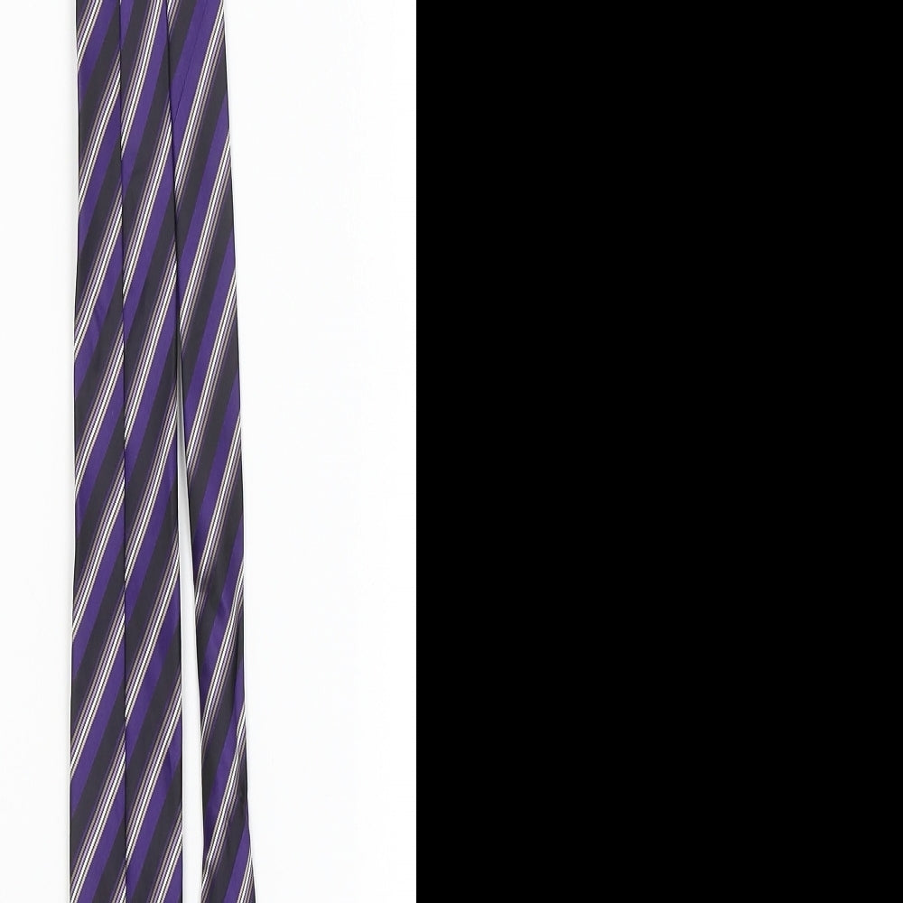 Charlton Gray Mens Purple Striped Pointed Tie One Size