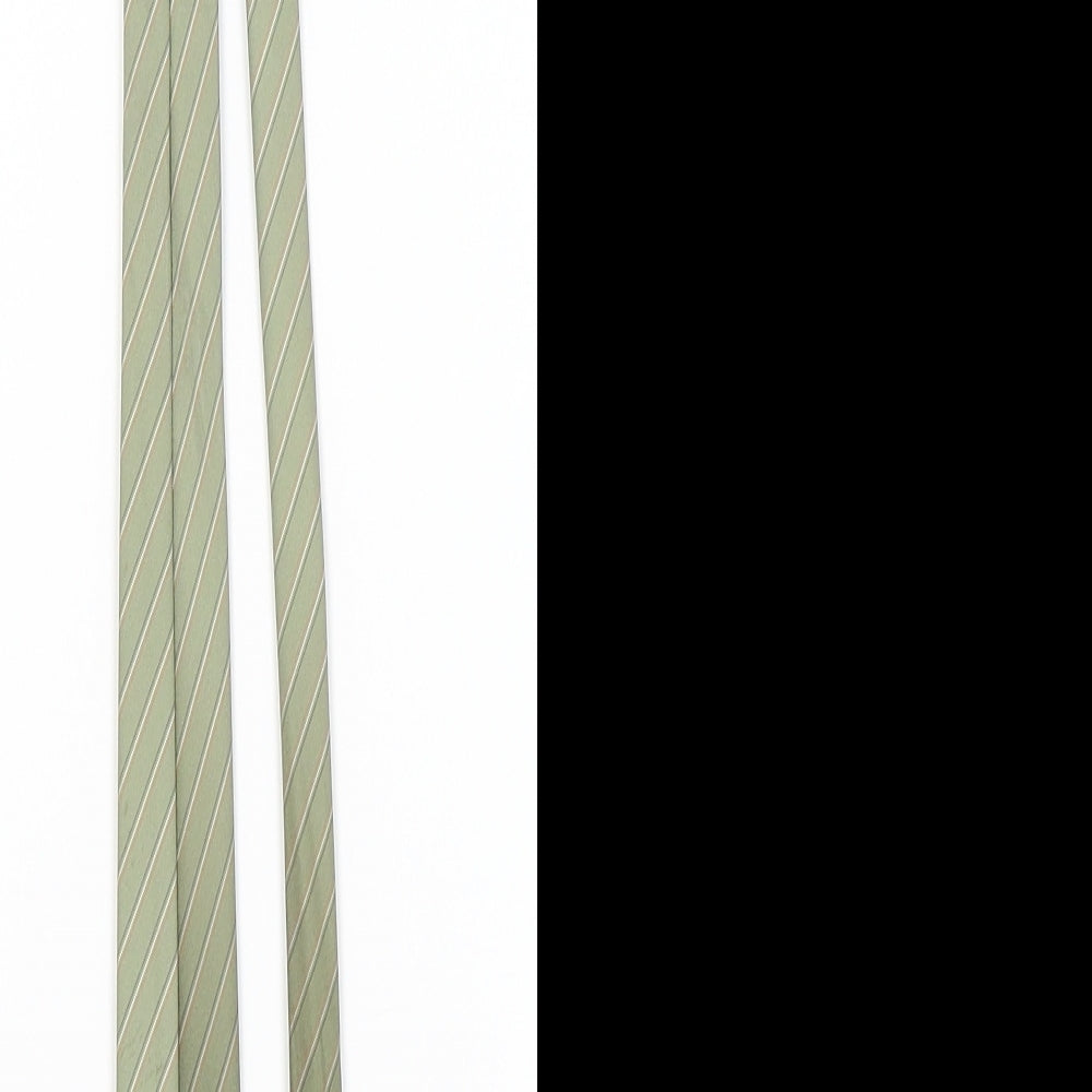 Michael George Mens Green Striped Pointed Tie One Size