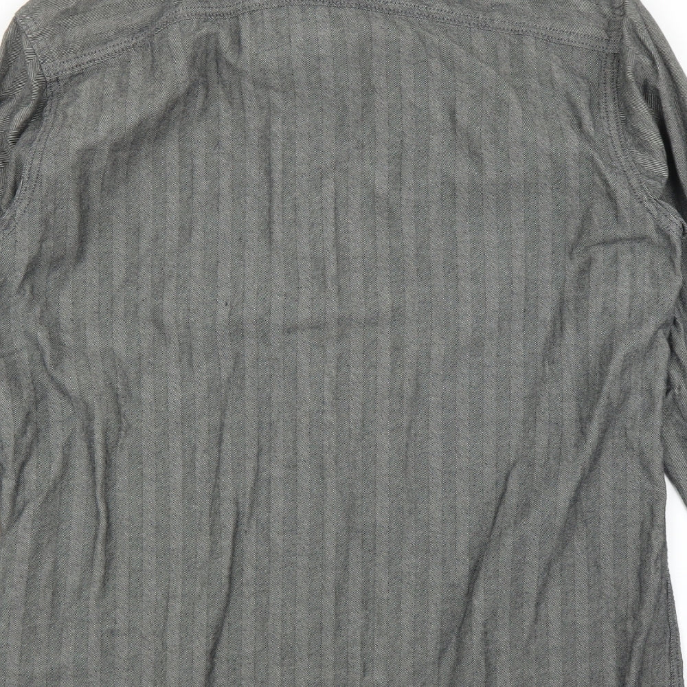 M&S Mens Grey Button-Up Size M