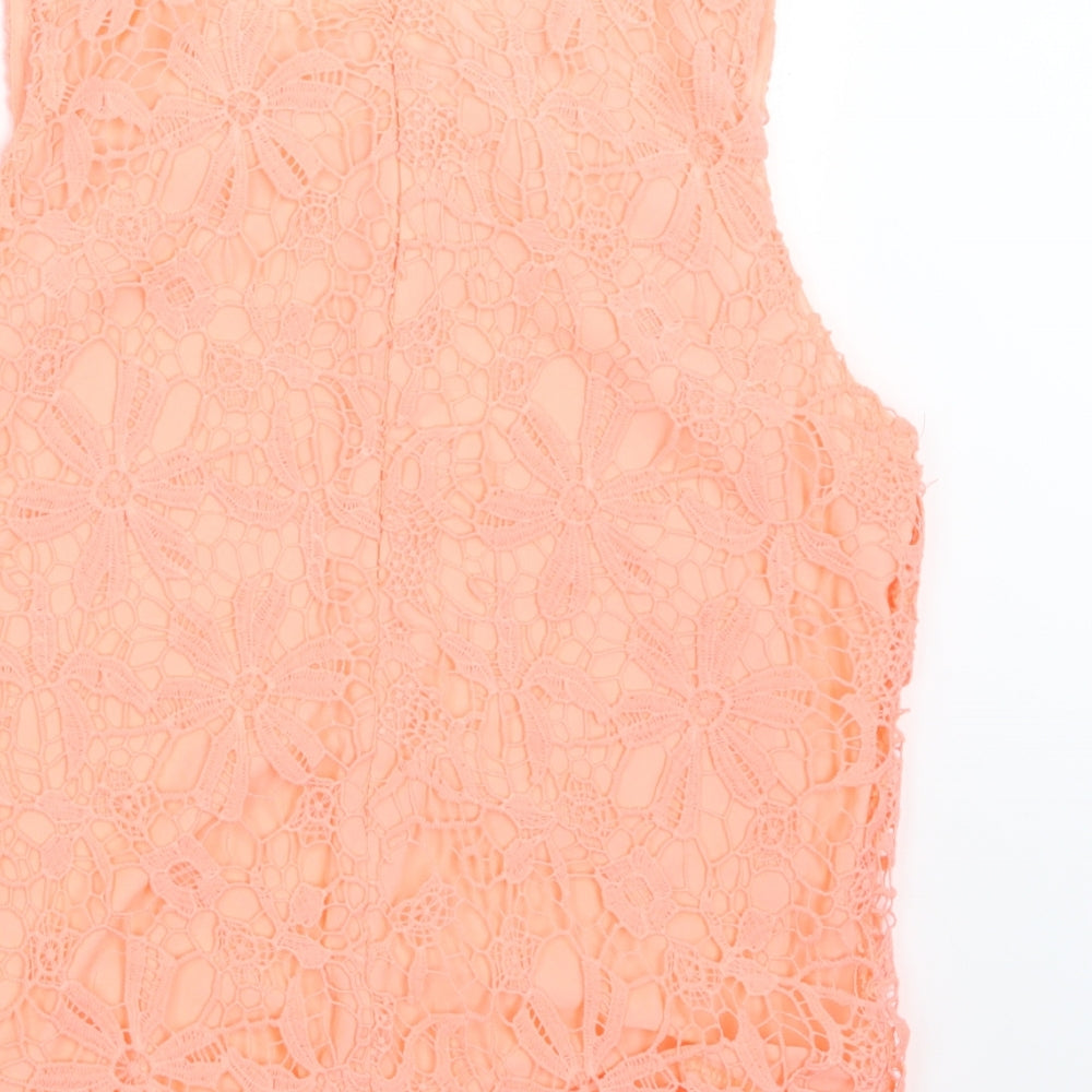 Select Womens Orange Lace Basic Blouse Size 14 - Neon