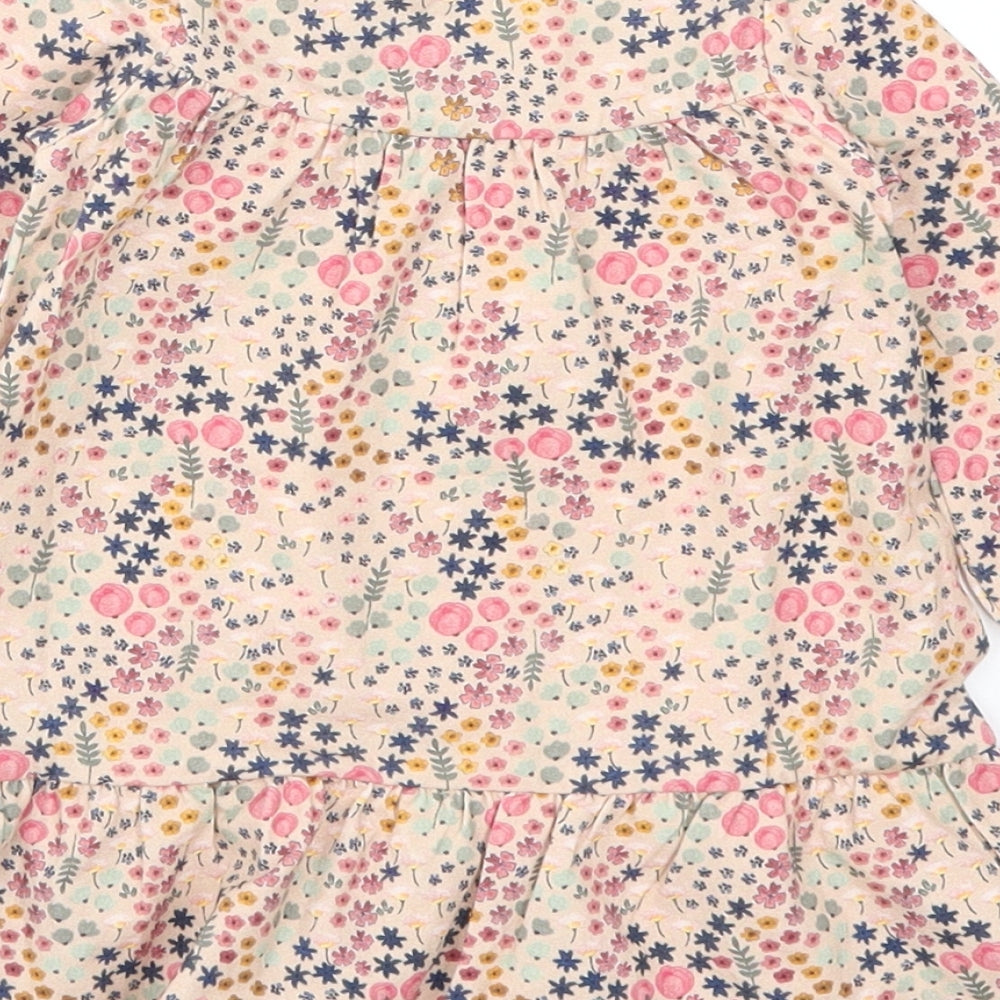 Preworn Girls Pink Floral Trapeze & Swing Size 3-6 Months