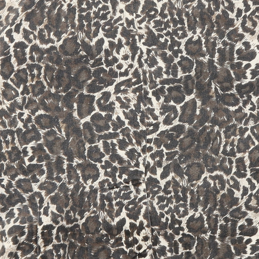 Primark Womens Brown Animal Print Jacket Blazer Size 10