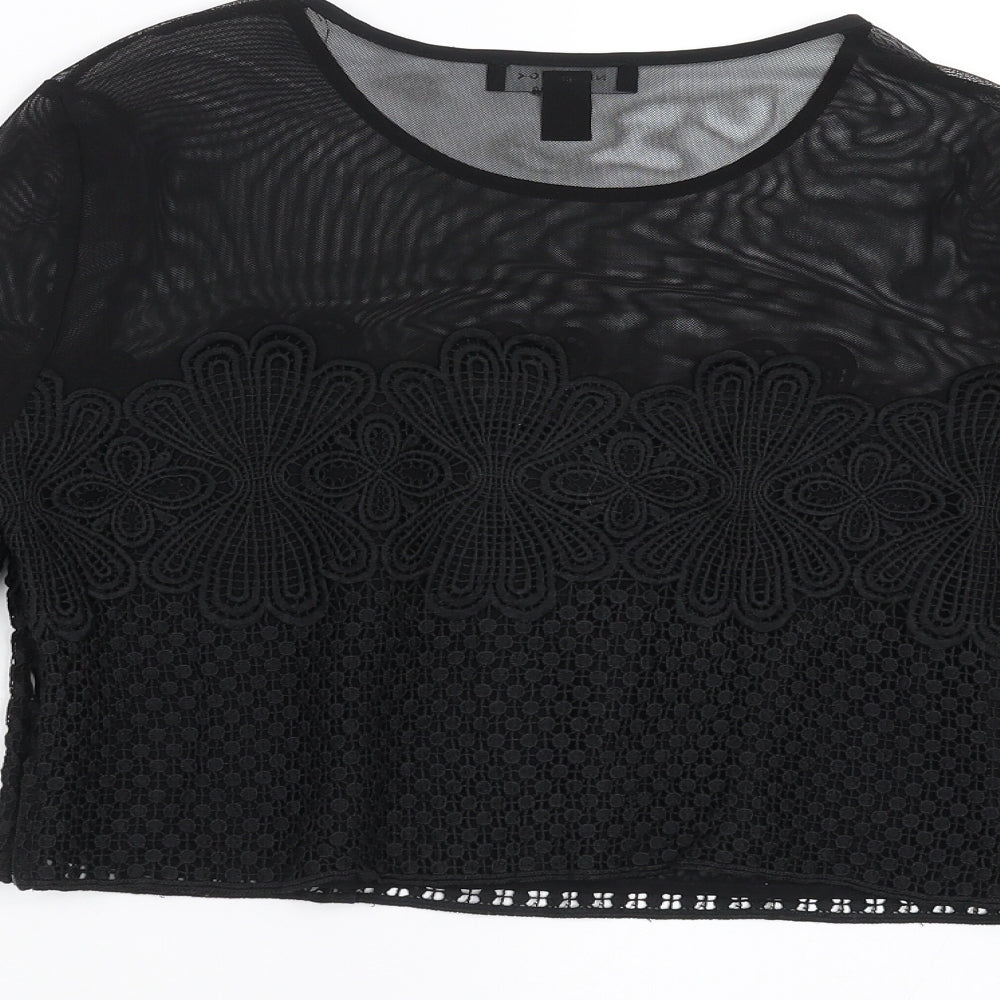 New Look Womens Black Floral Basic Blouse Size 10