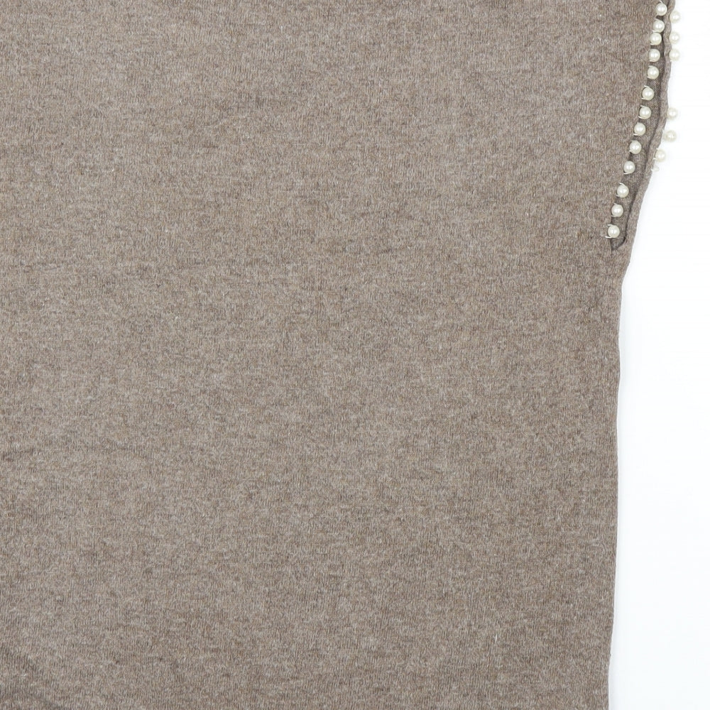 Layers Womens Brown Basic Blouse Size M - Pearls
