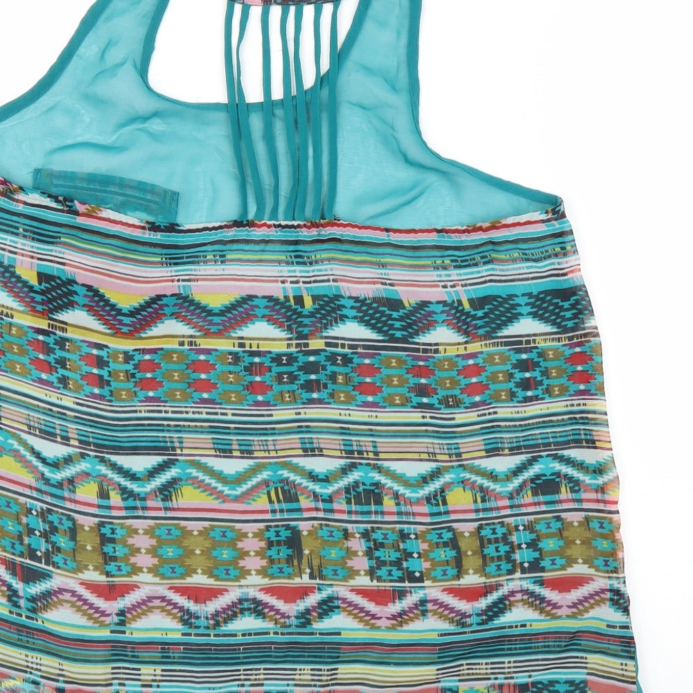 Primark Womens Blue Geometric Basic Blouse Size 14